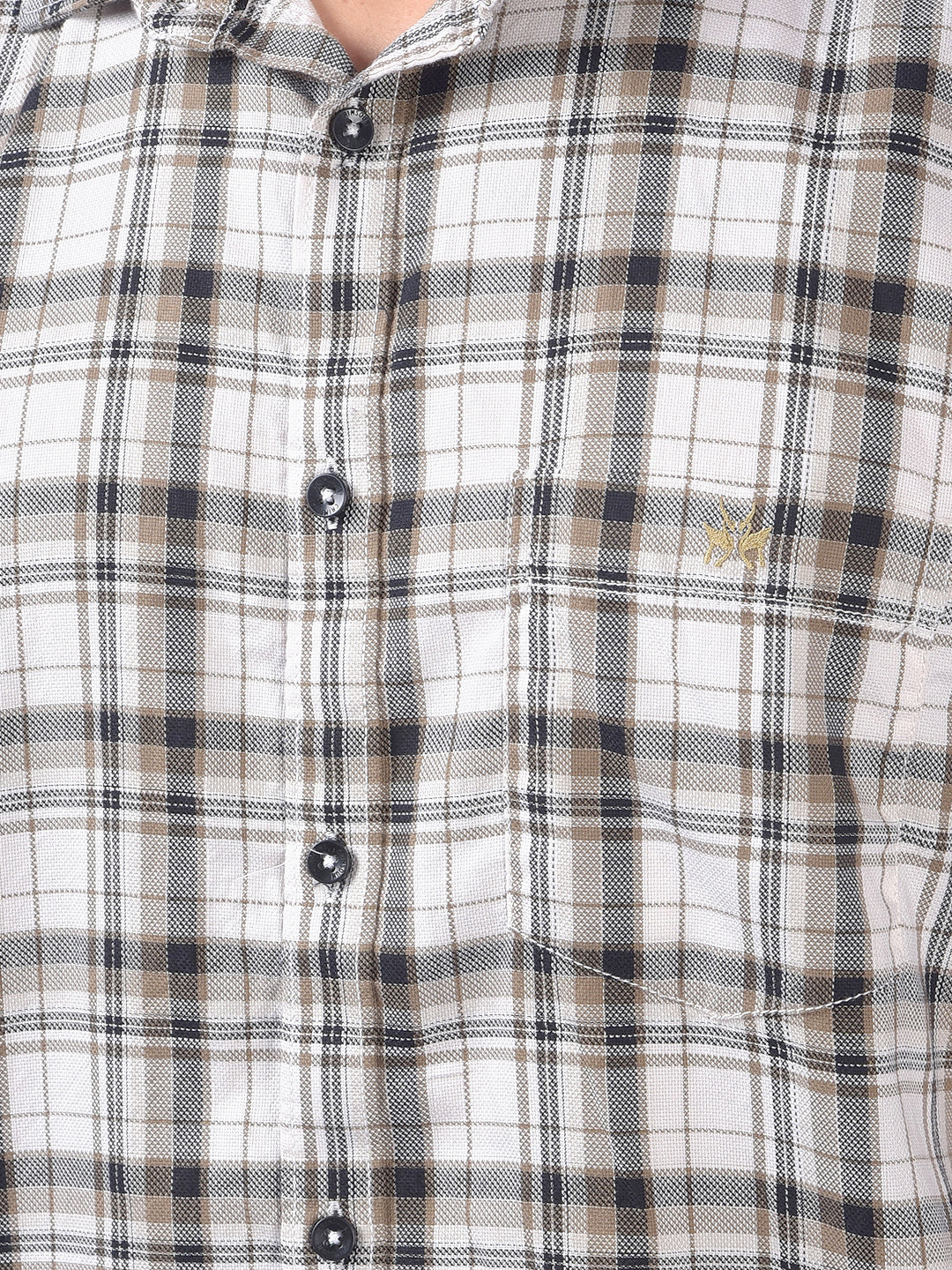 Olive Checked 100% Cotton Shirt