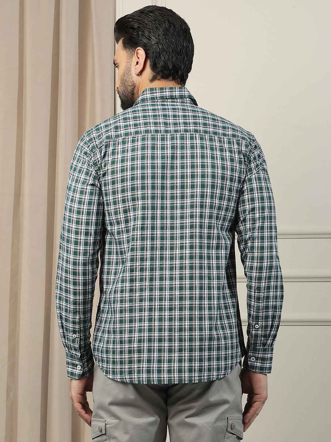 Green 100% Cotton Checked Shirt