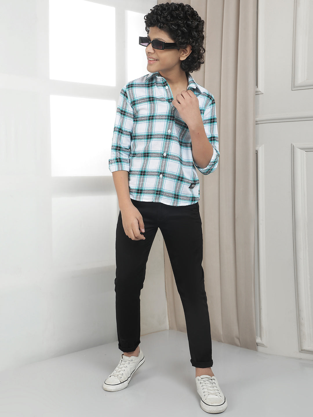 White Checked 100% Cotton Shirt