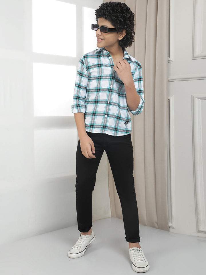 White Checked 100% Cotton Shirt