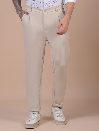 Beige Korean Fit Trousers