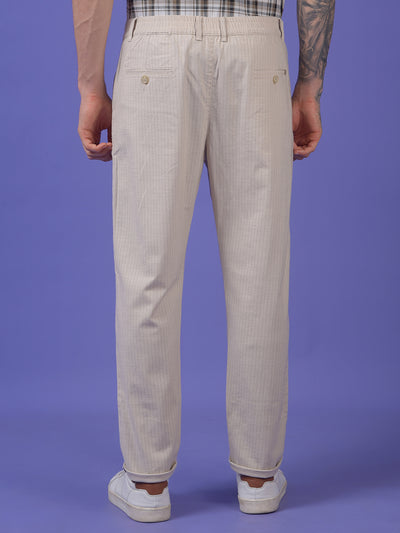 Beige Printed Trousers