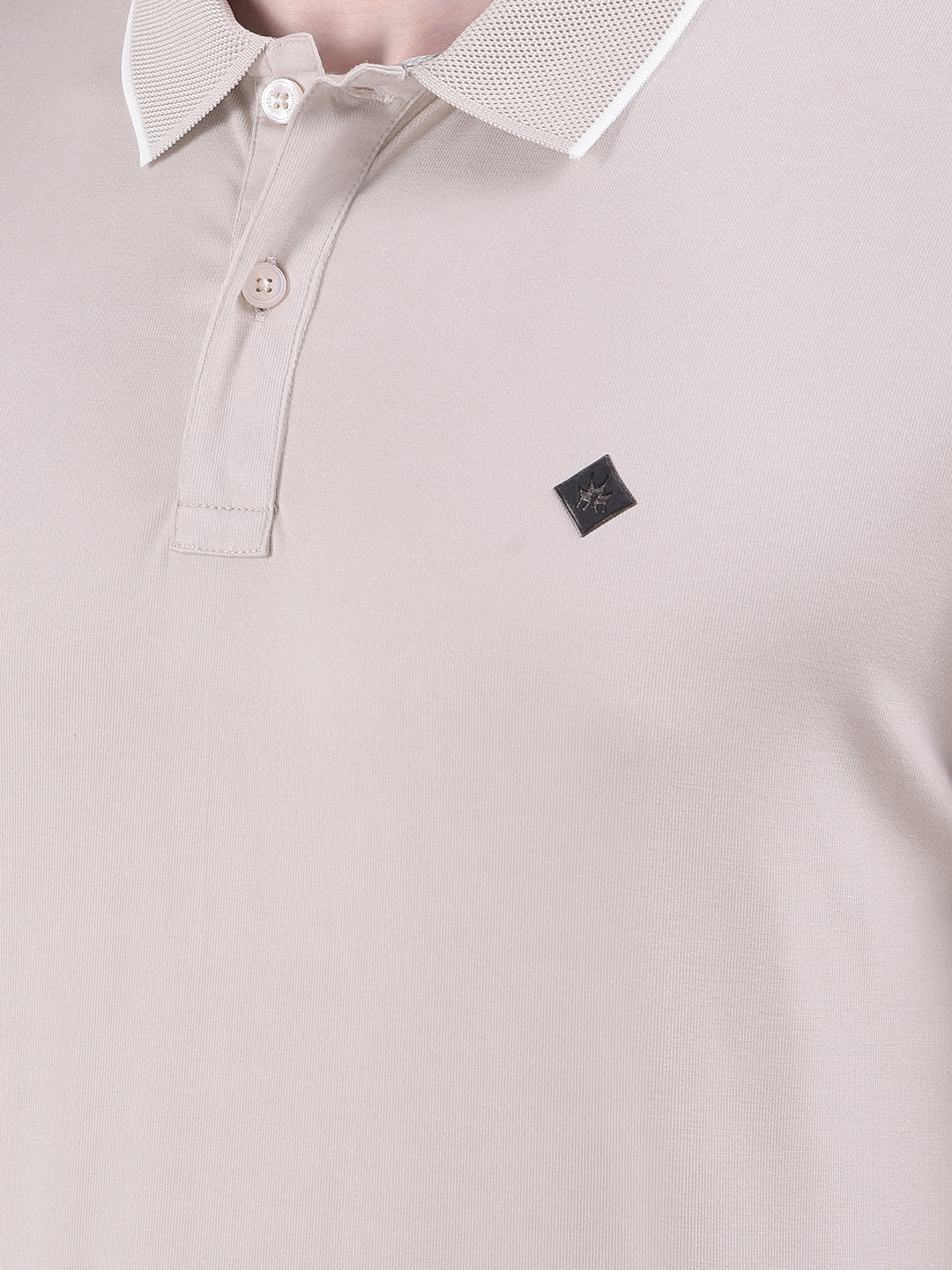 Beige Polo-Neck T-Shirt