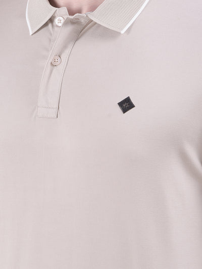 Beige Polo-Neck T-Shirt