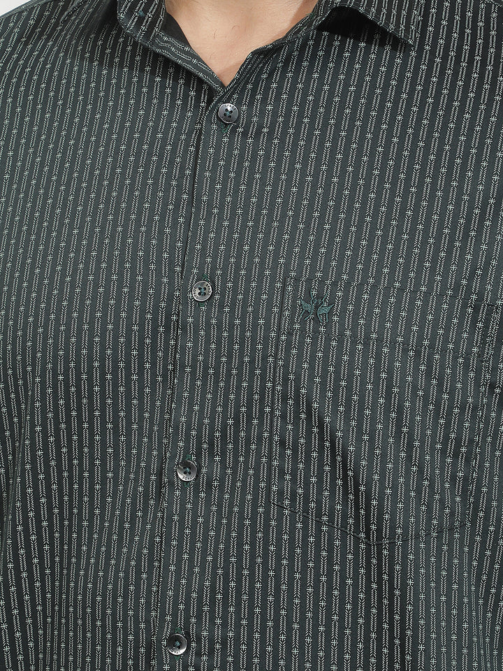 Green Geometric Print Shirt