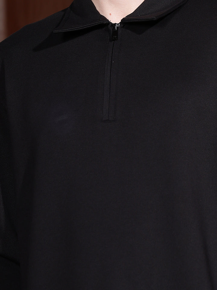 Black Front Open Sweatshirt
