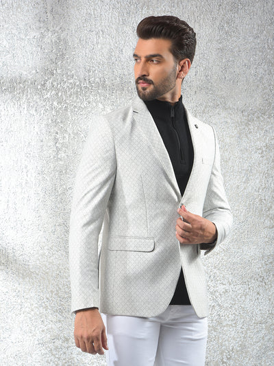 Grey Notched Lapel Single-Breasted Blazer