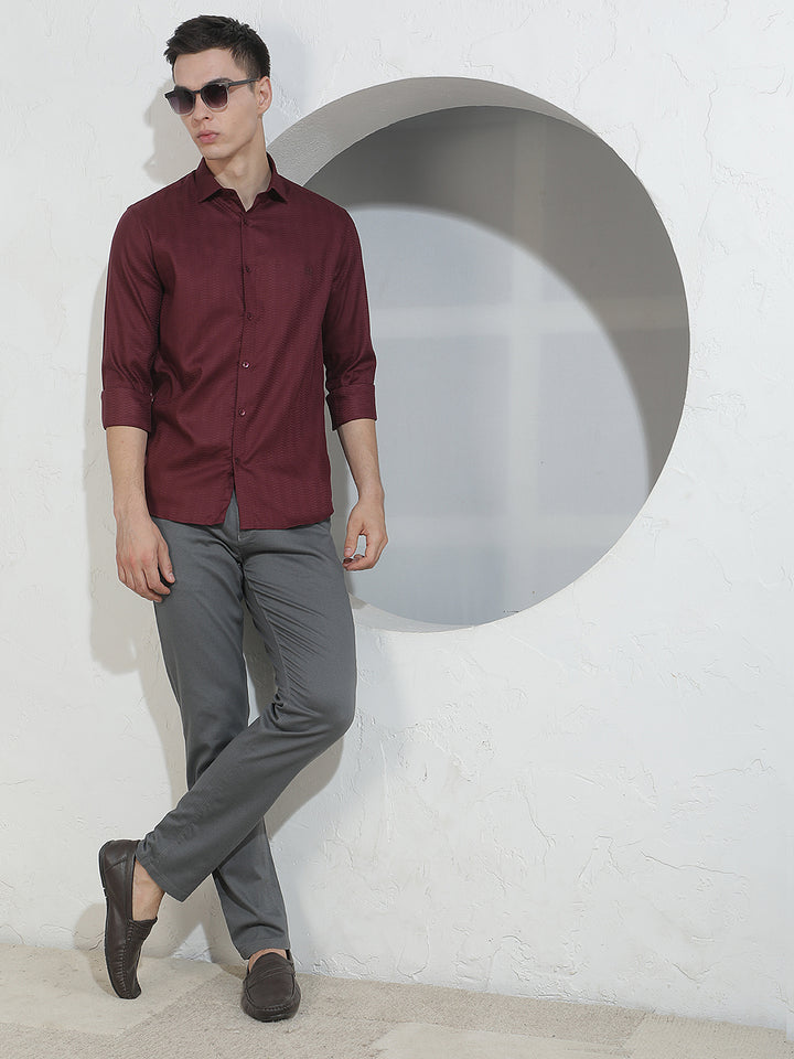 Relaxed Charcoal Grey Printed Trousers