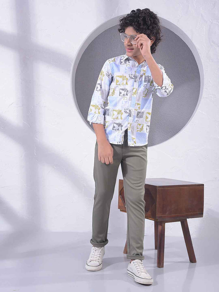 White Printed 100% Cotton Shirt