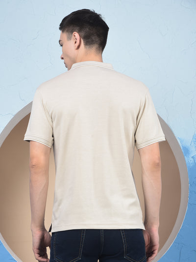 Beige Polo Neck T-Shirt