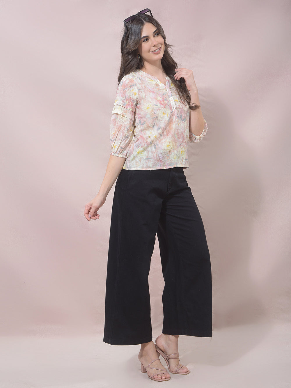 Multicolor Floral Print V-Neck Top