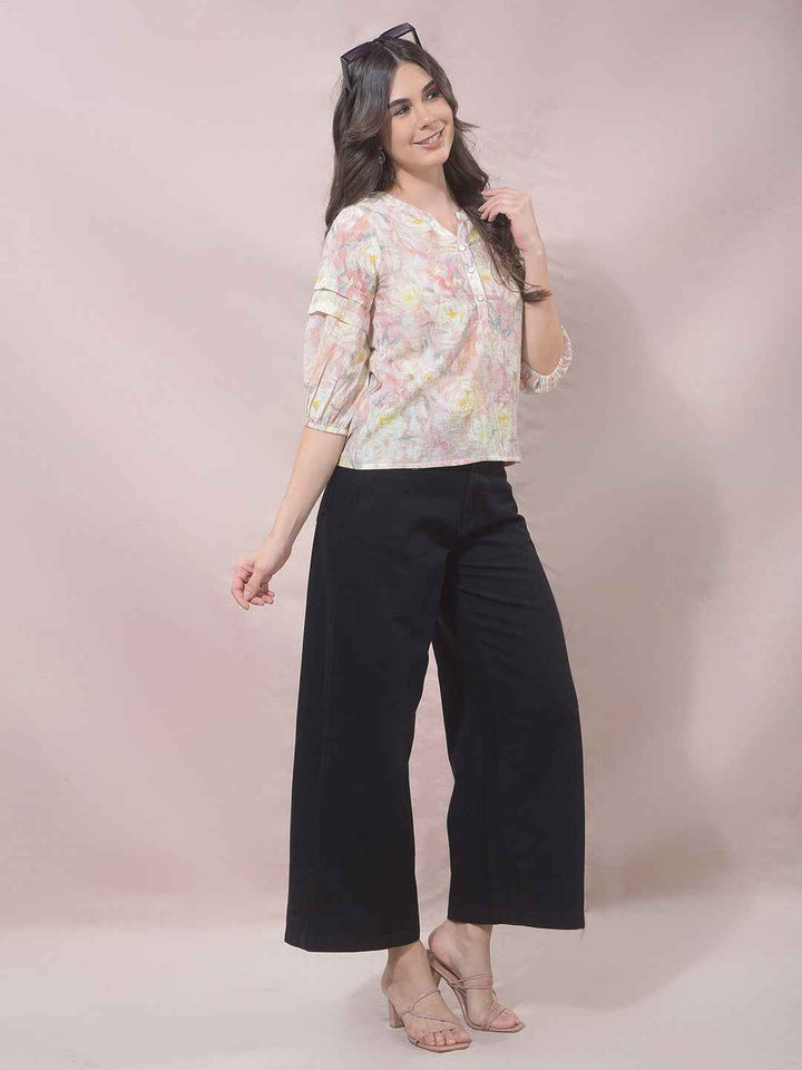 Multicolor Floral Print V-Neck Top