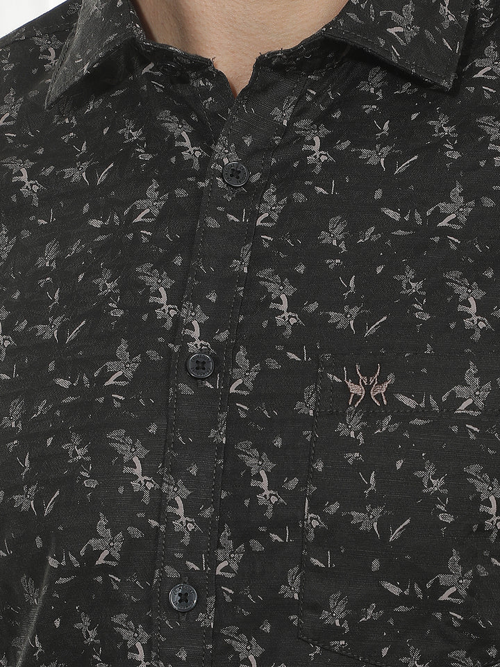 Black Floral Print Shirt