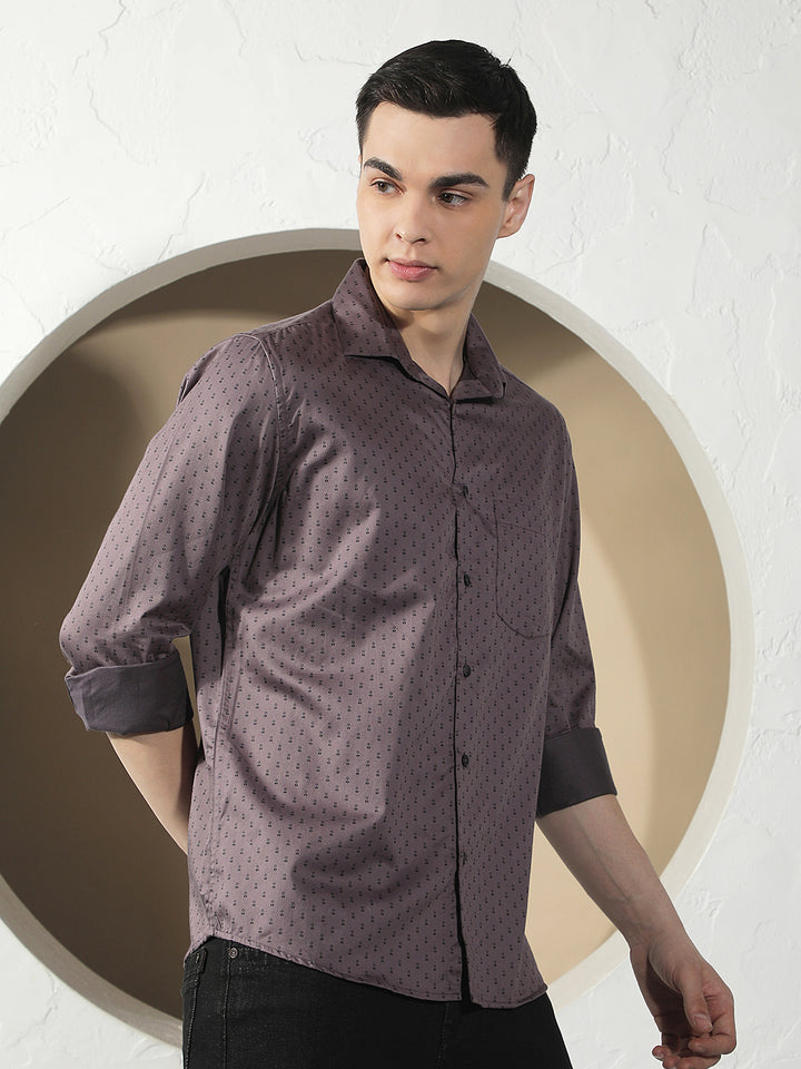Purple Micro Print Shirt