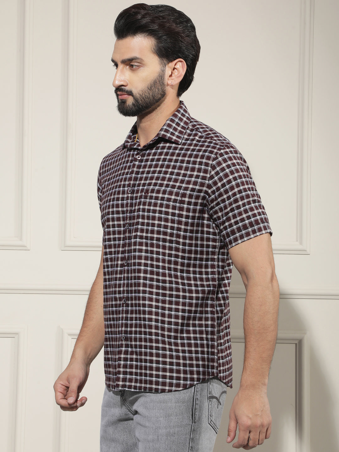 Minimalist Violet Purple Checked Shirt