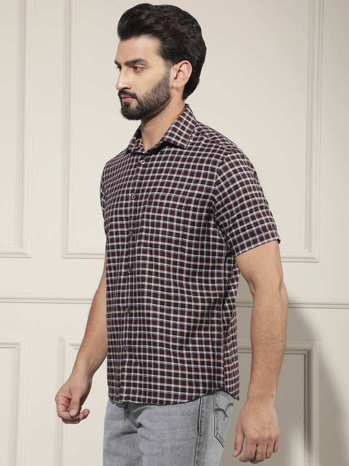 Minimalist Violet Purple Checked Shirt