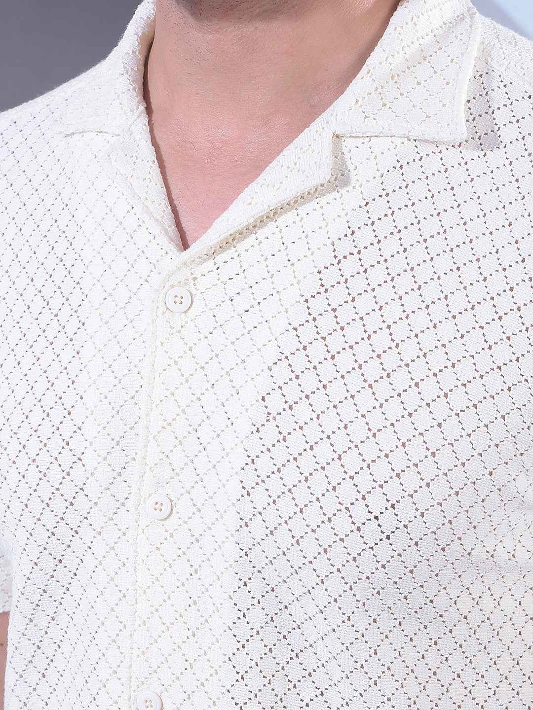 Yellow Jacquard Resort Collar Shirt