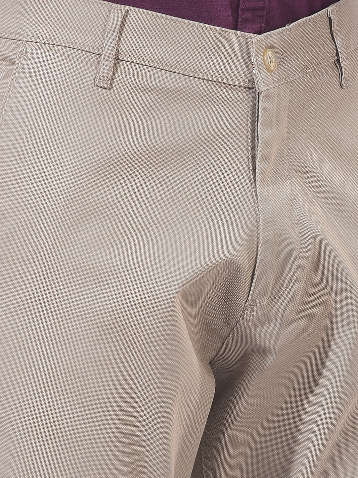 Chic Beige Printed Trousers