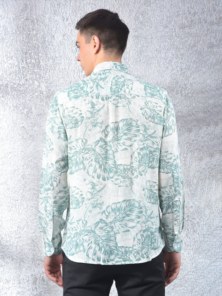 Green Floral Print Kurta-Men Kurtas-Crimsoune Club