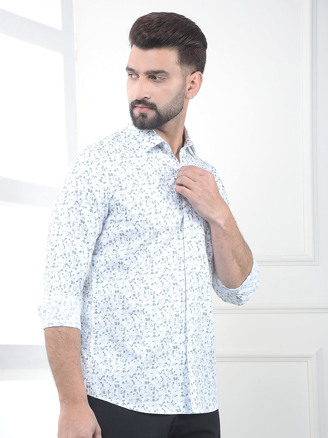 White Printed 100% Cotton Shirt