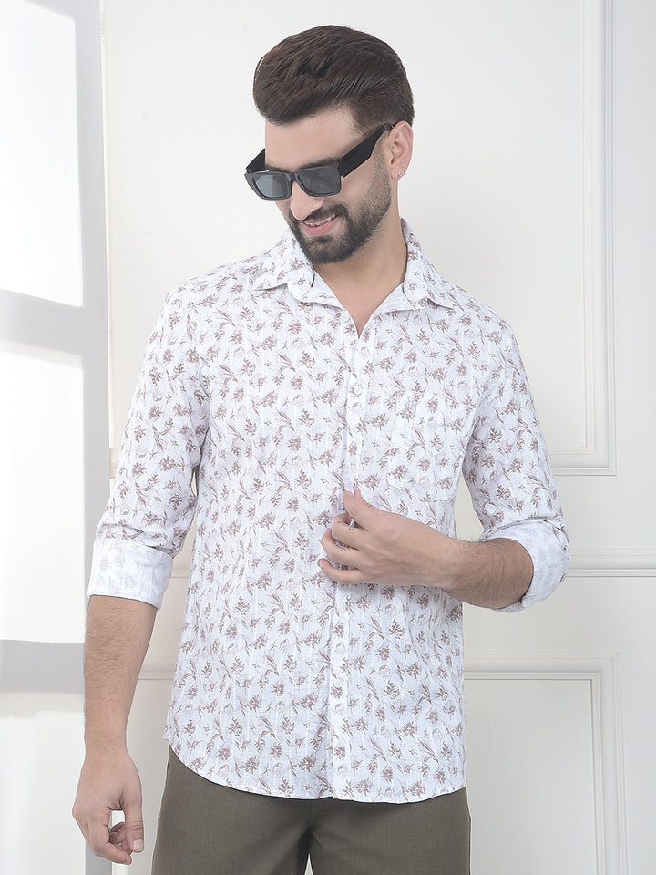 Brown Floral Print Shirt