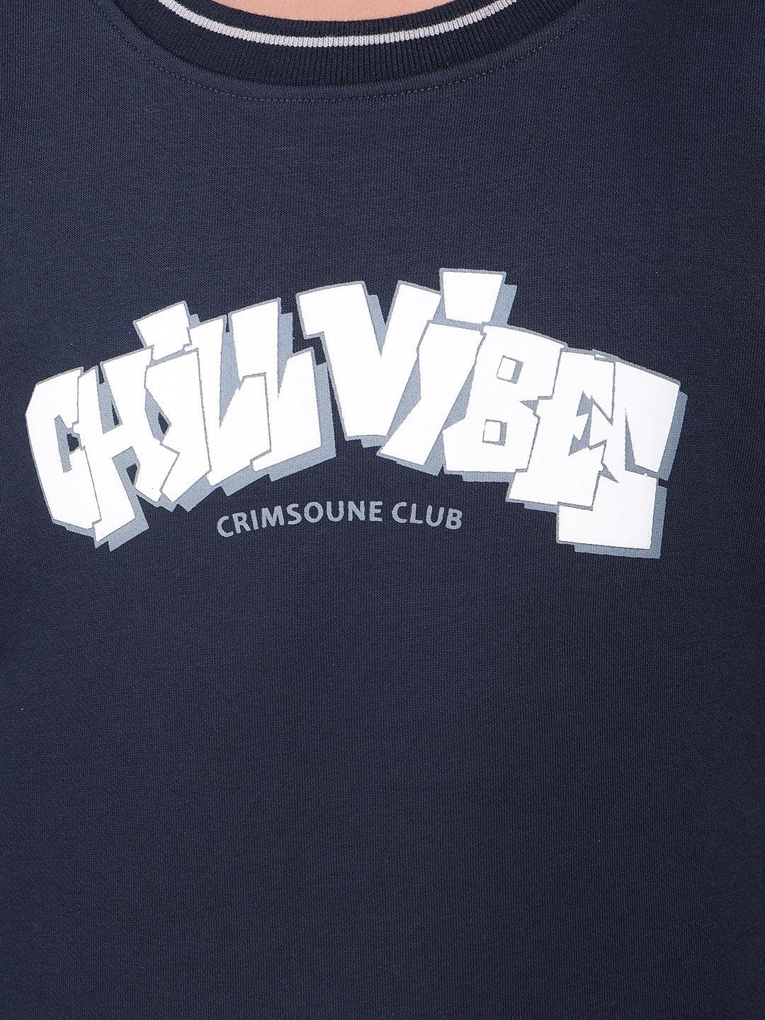 Navy Blue Typographic Print Sweatshirt