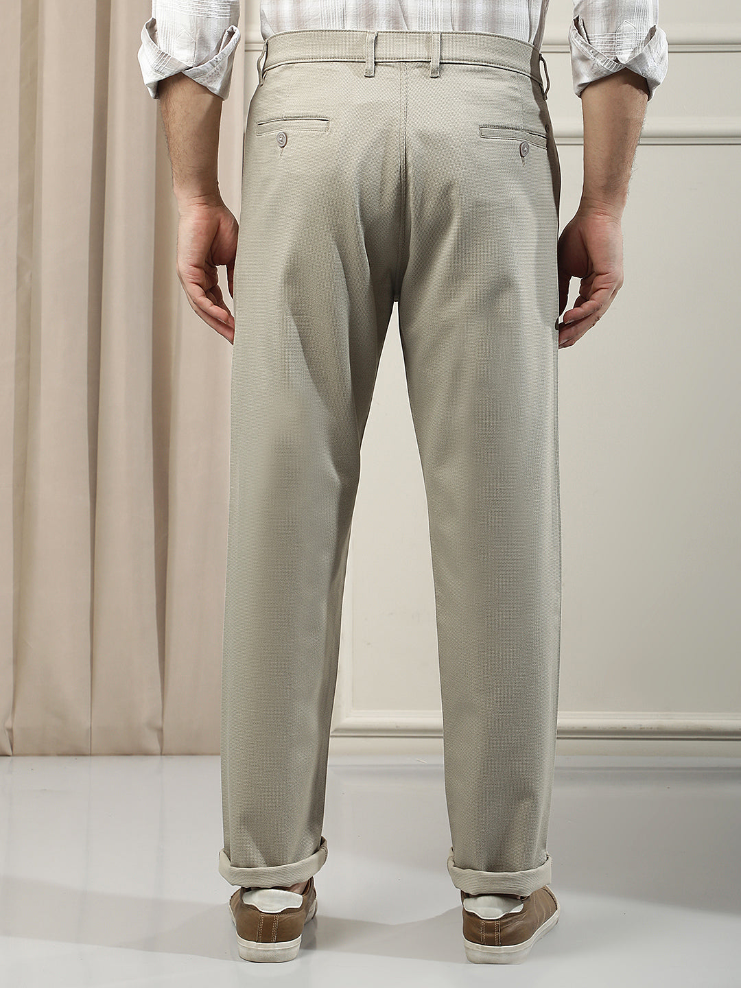 Beige Classic Style Trousers