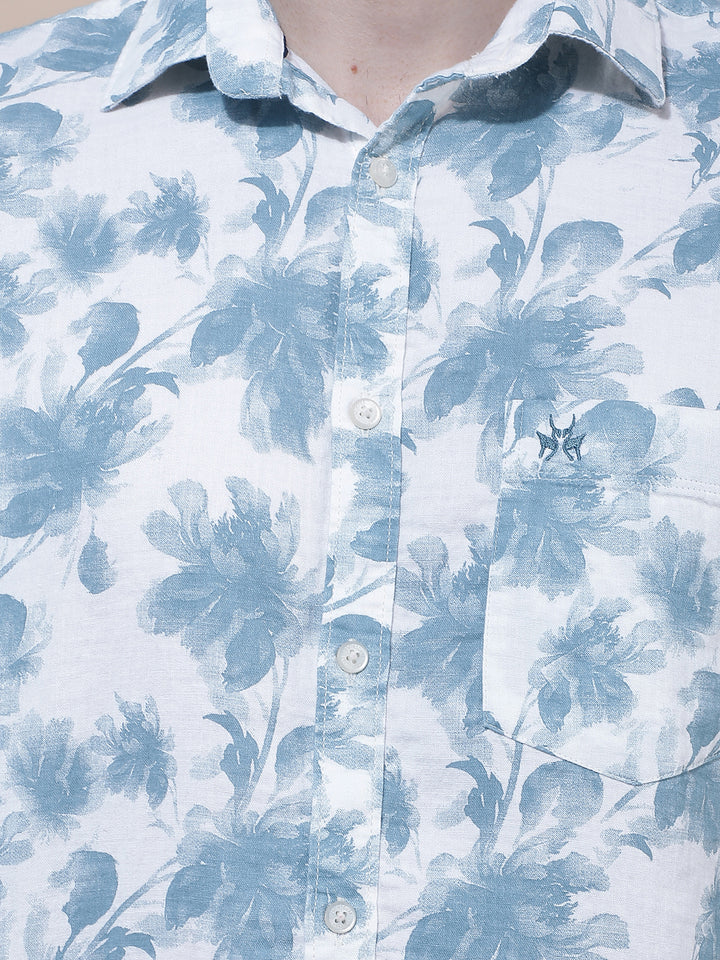Green 100% Cotton Floral Printed Shirt