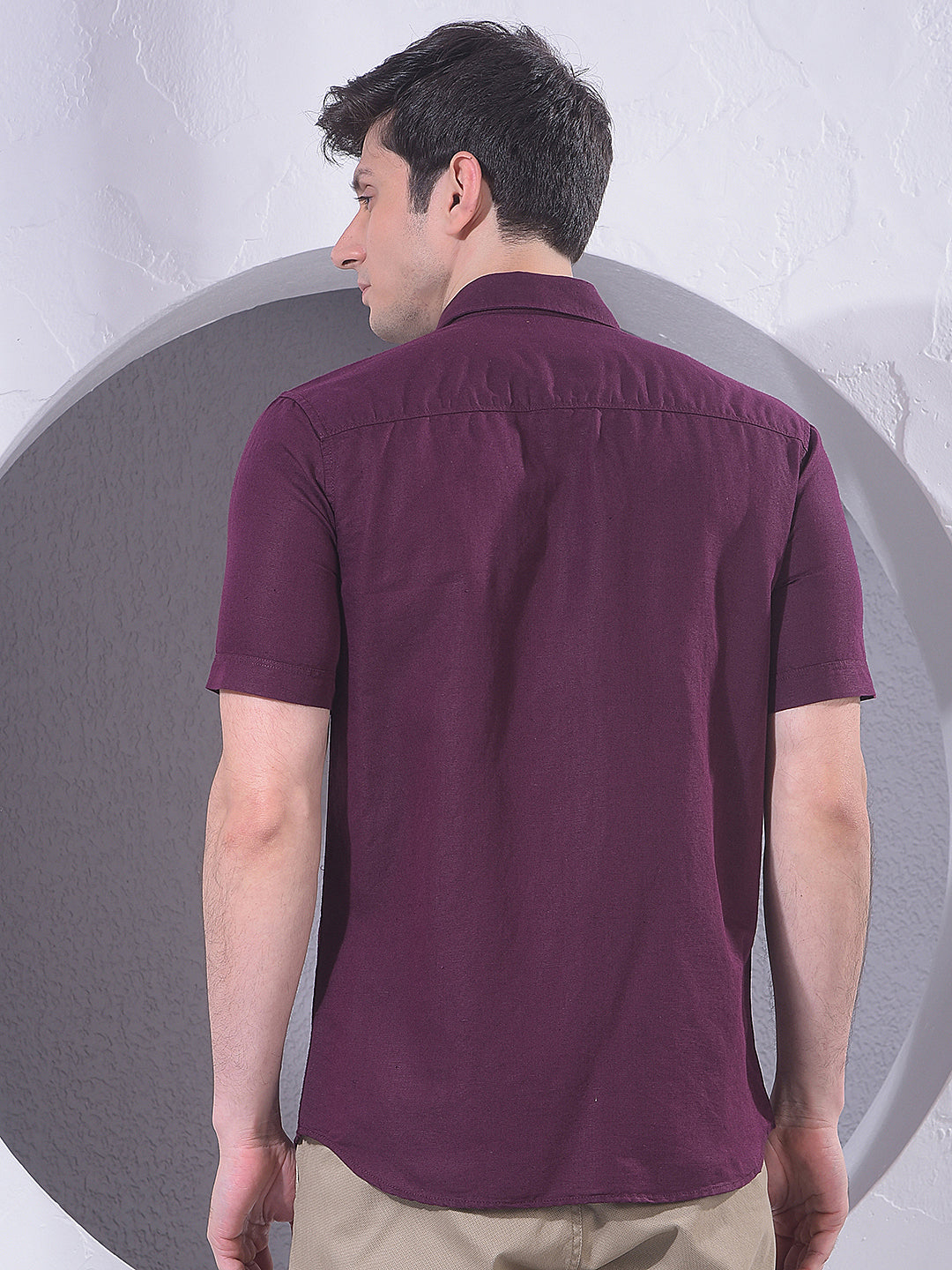 Refined Wine Linen Shirt