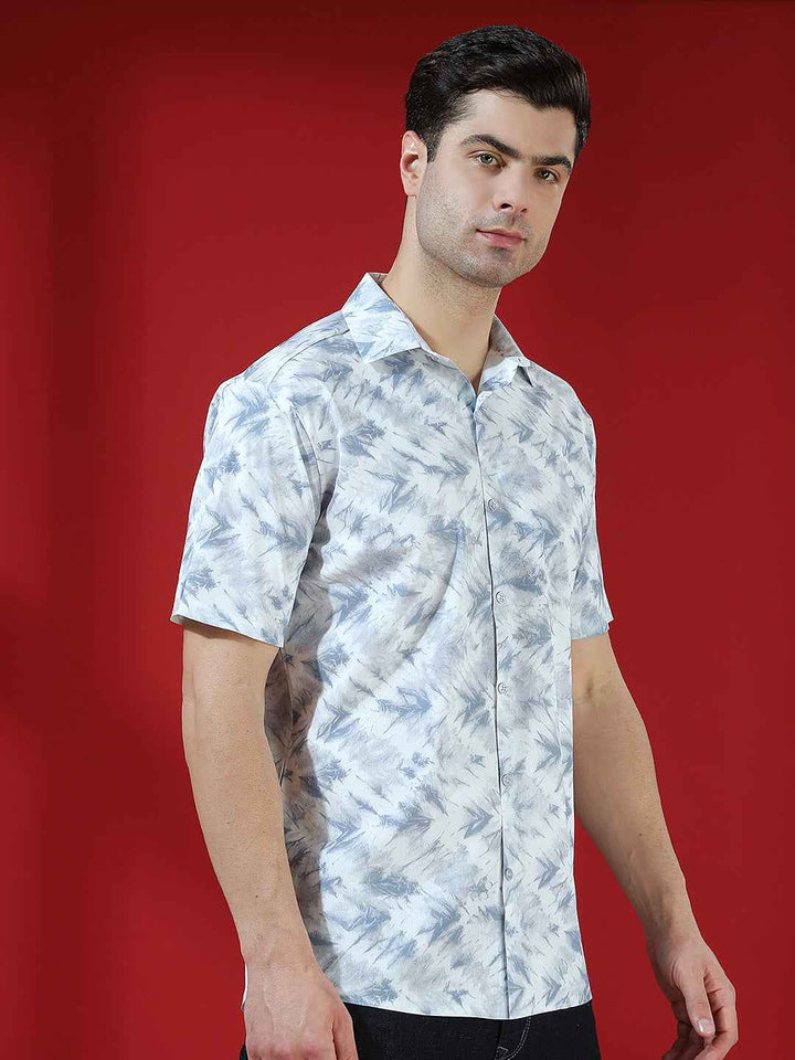 Grey Abstract Print Chic Shirt