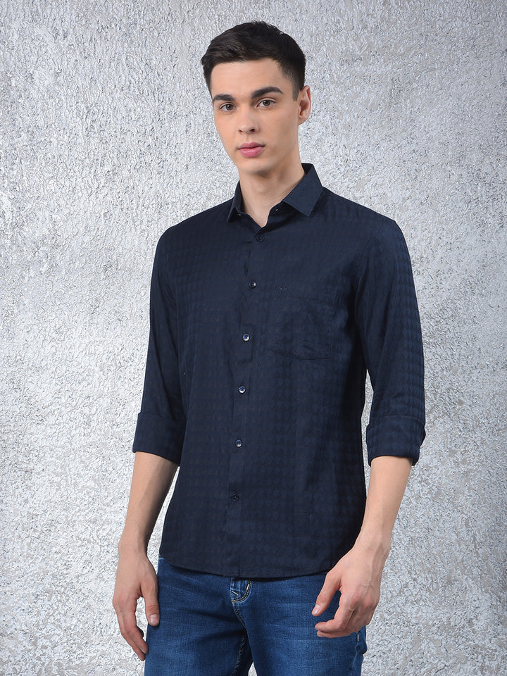 Era Motion Navy Blue Printed Shirt