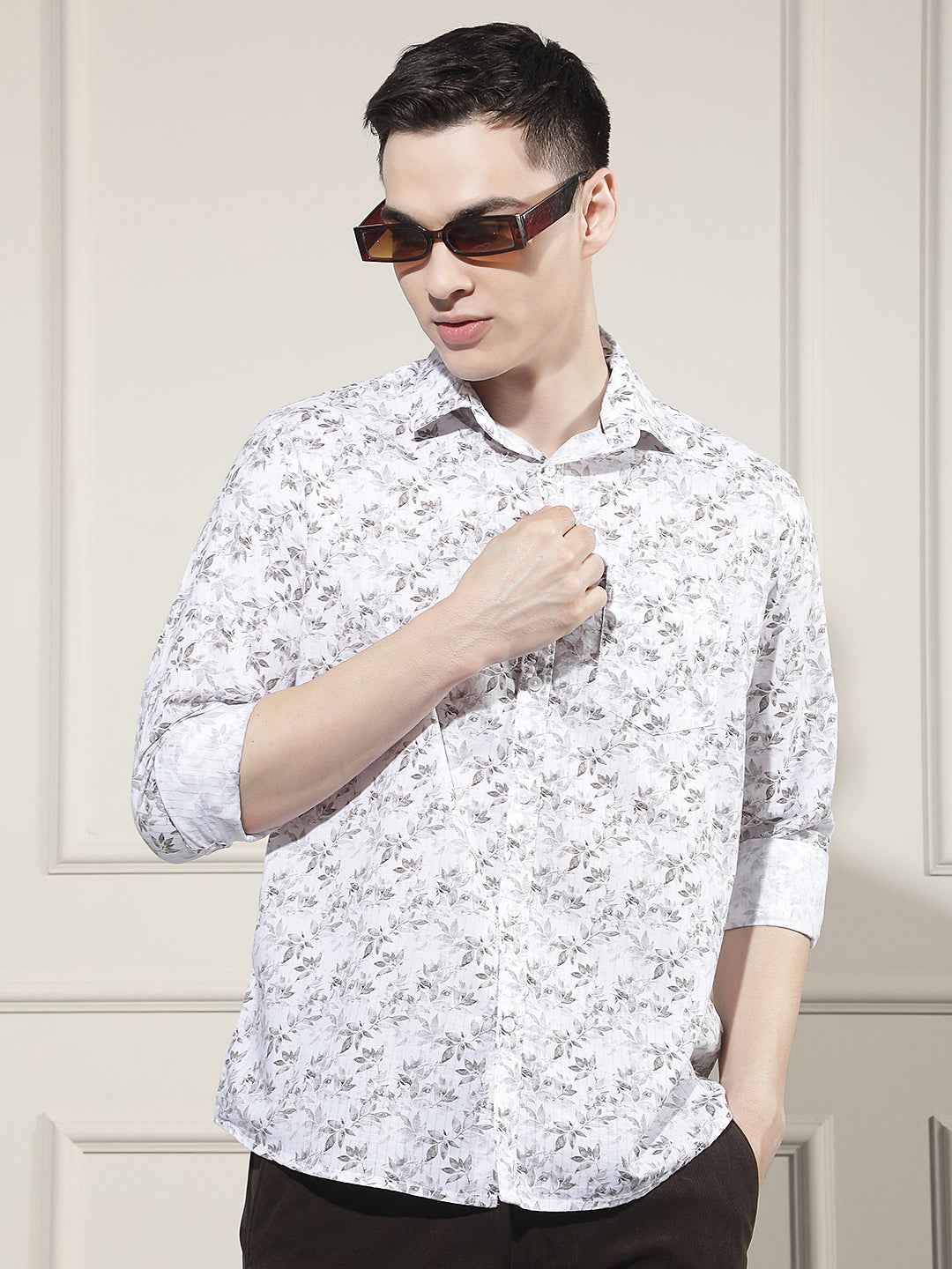 Brown Floral Print Shirt