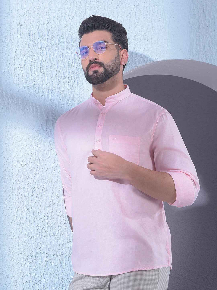 Gentle Blush Pink Linen Kurta