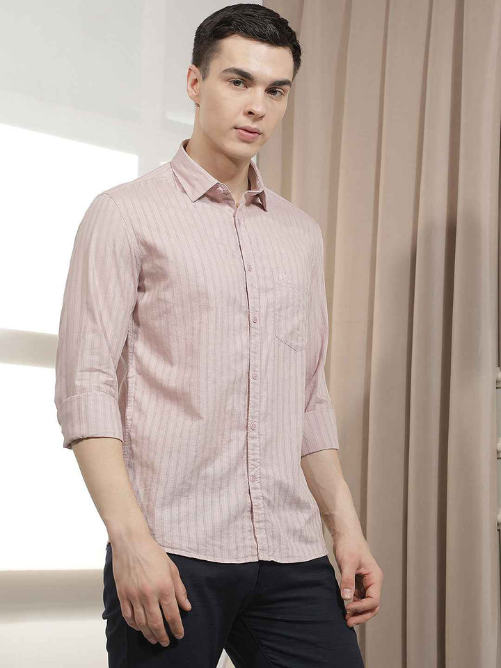 Pink Vertical Stripes Shirt