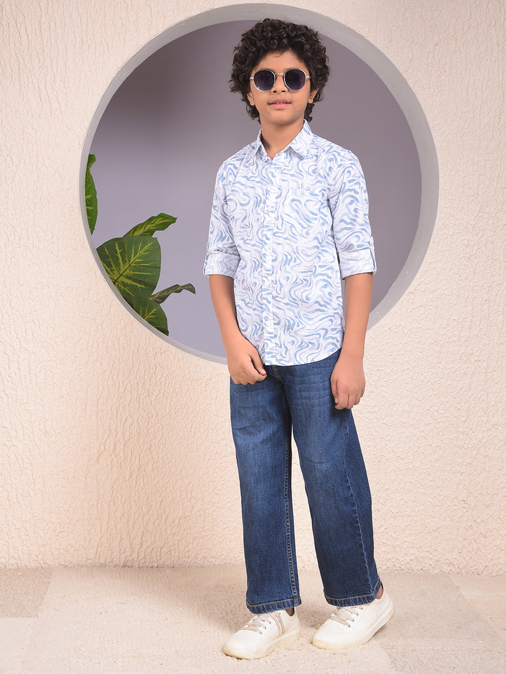 Sleek Blue Printed Shirt