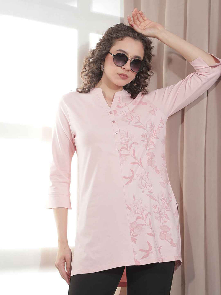 Pink Floral Printed Kurta