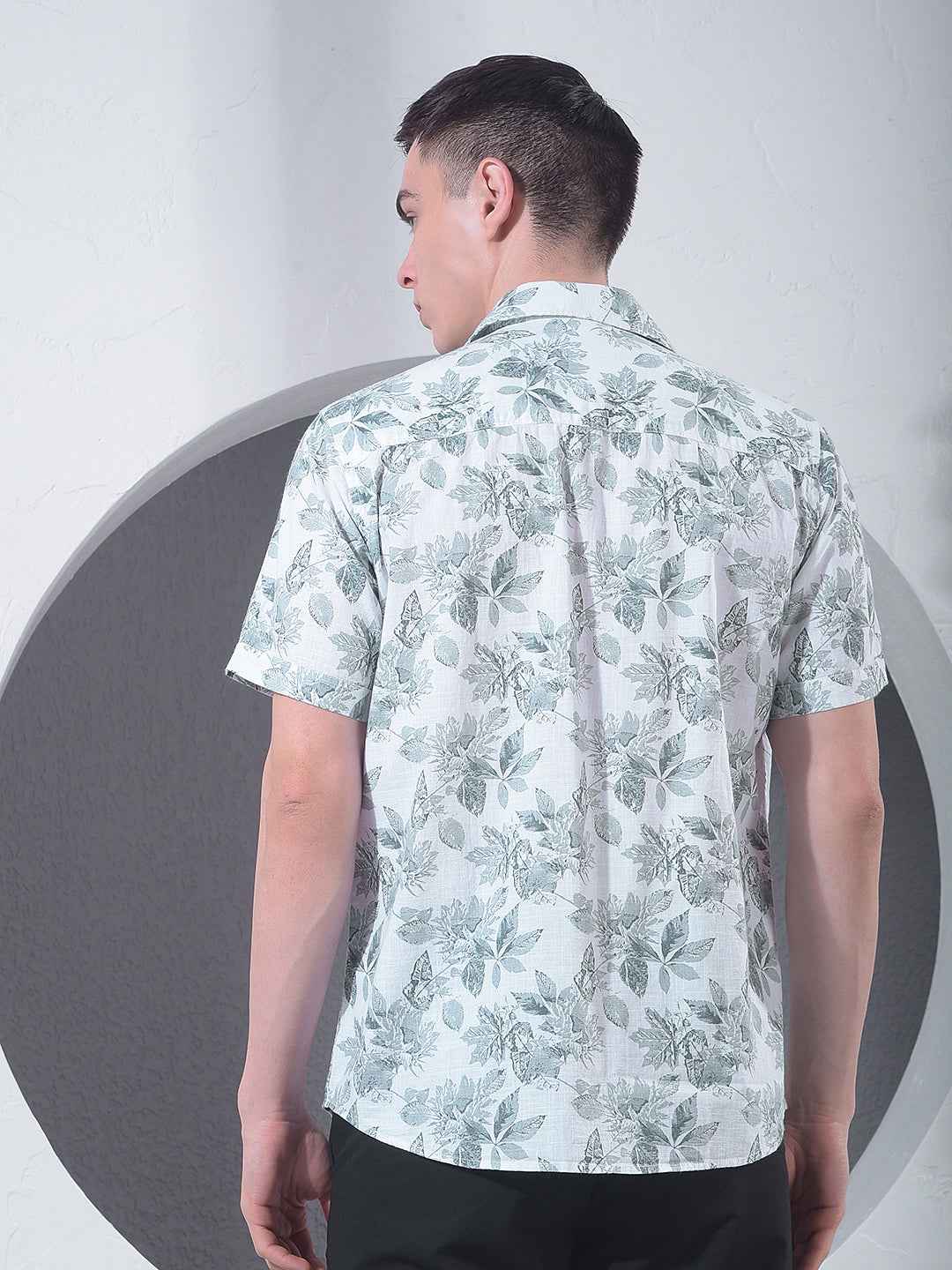 Green Floral Print 100% Cotton Shirt