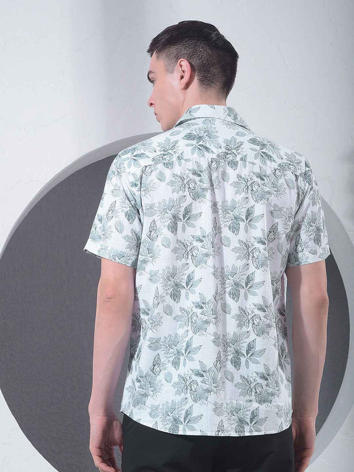 Green Floral Print 100% Cotton Shirt