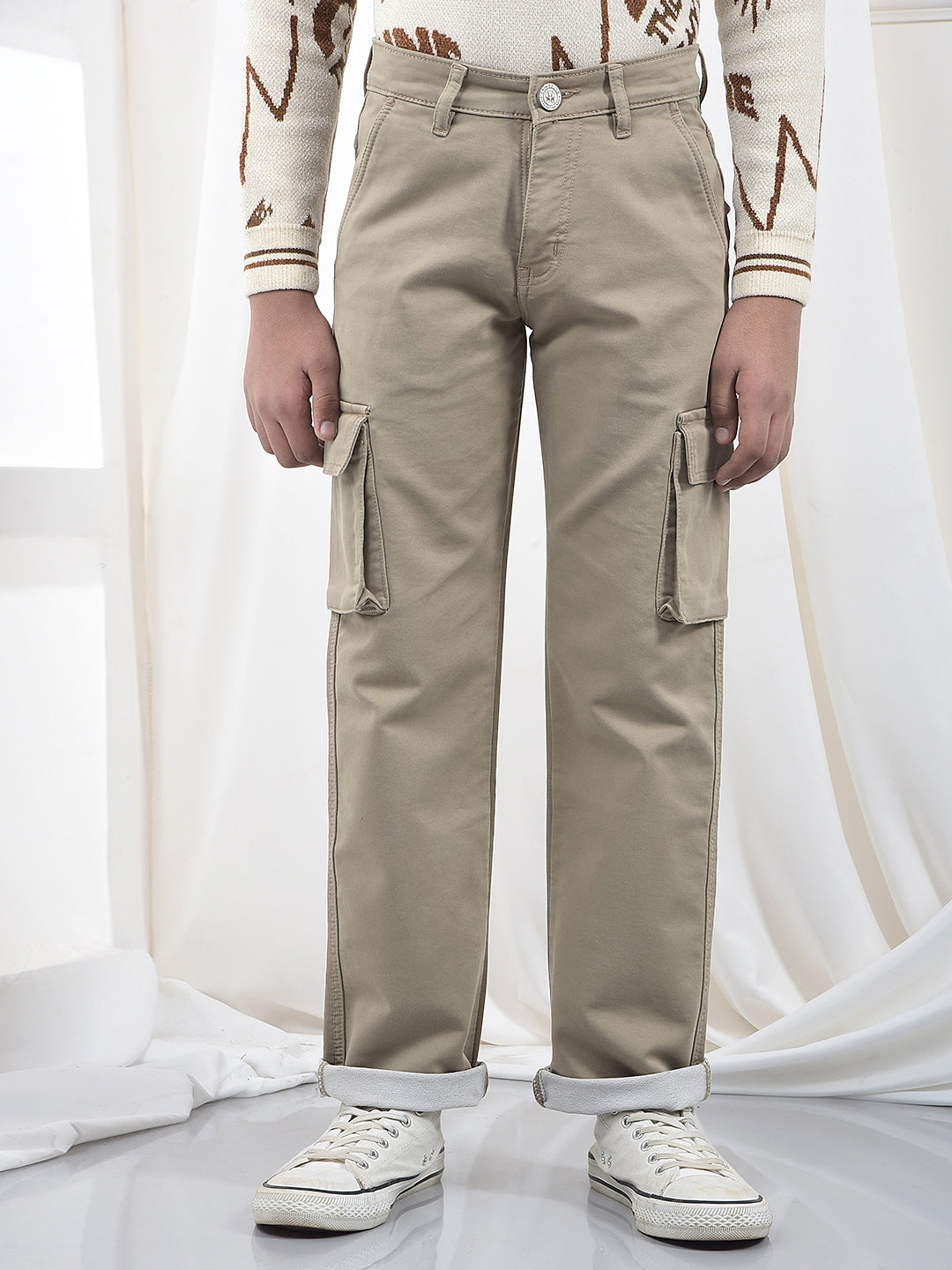 Urban Beige Baggy Cargo Jeans