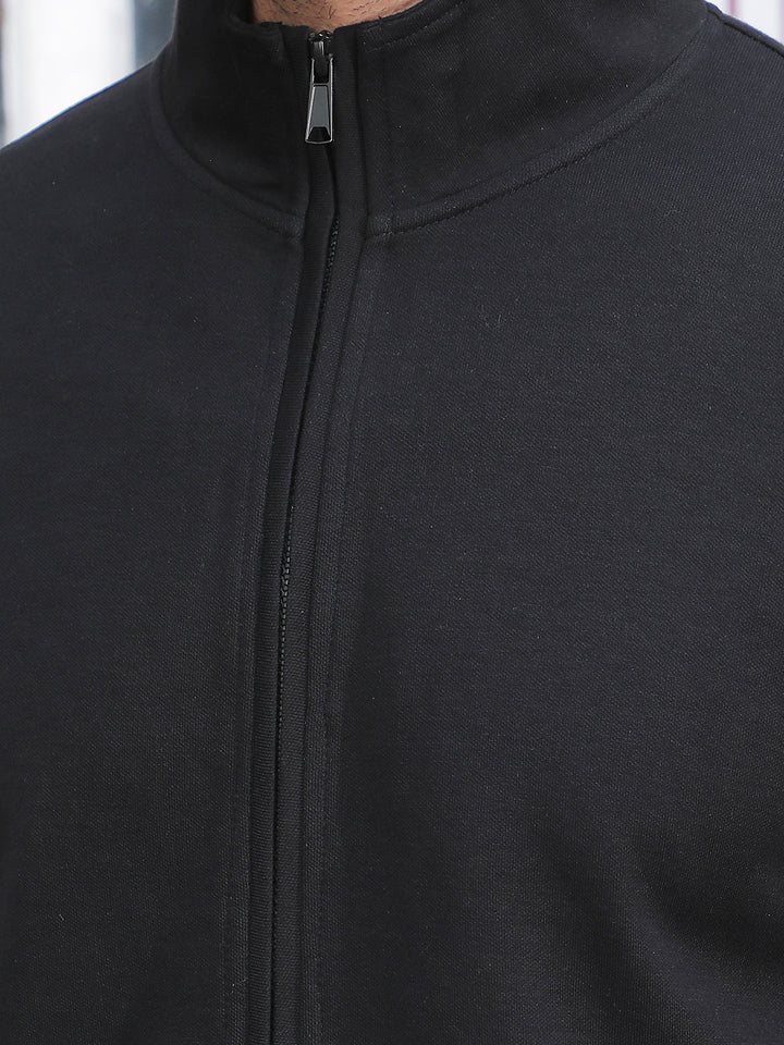 Black Front Open Sweatshirt