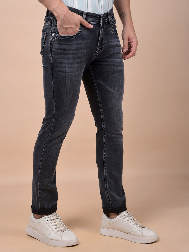 Classic Grey Comfort Fit Straight Jeans