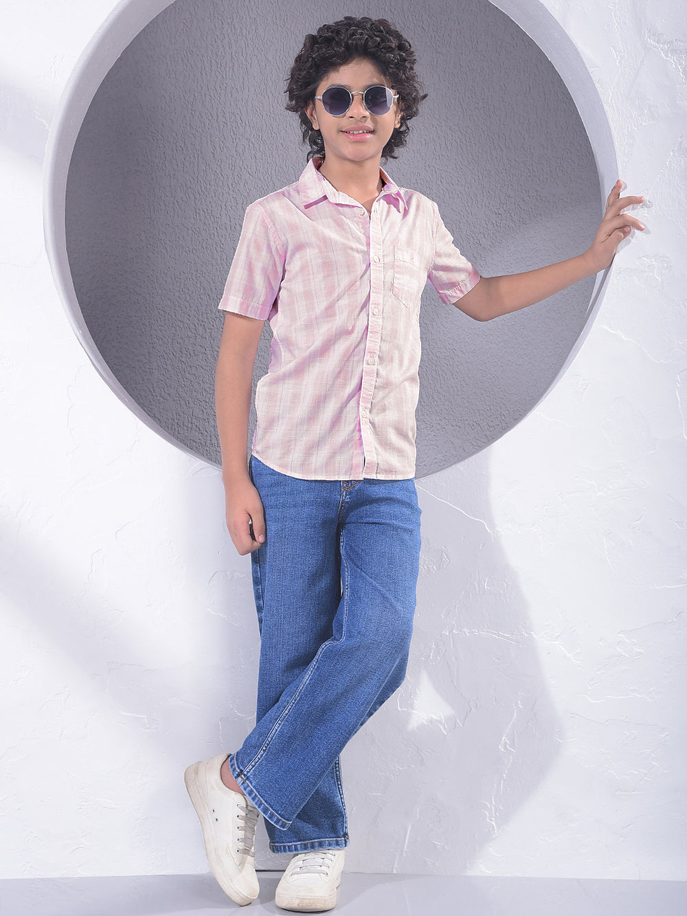 Pink Checked 100% Cotton Shirt