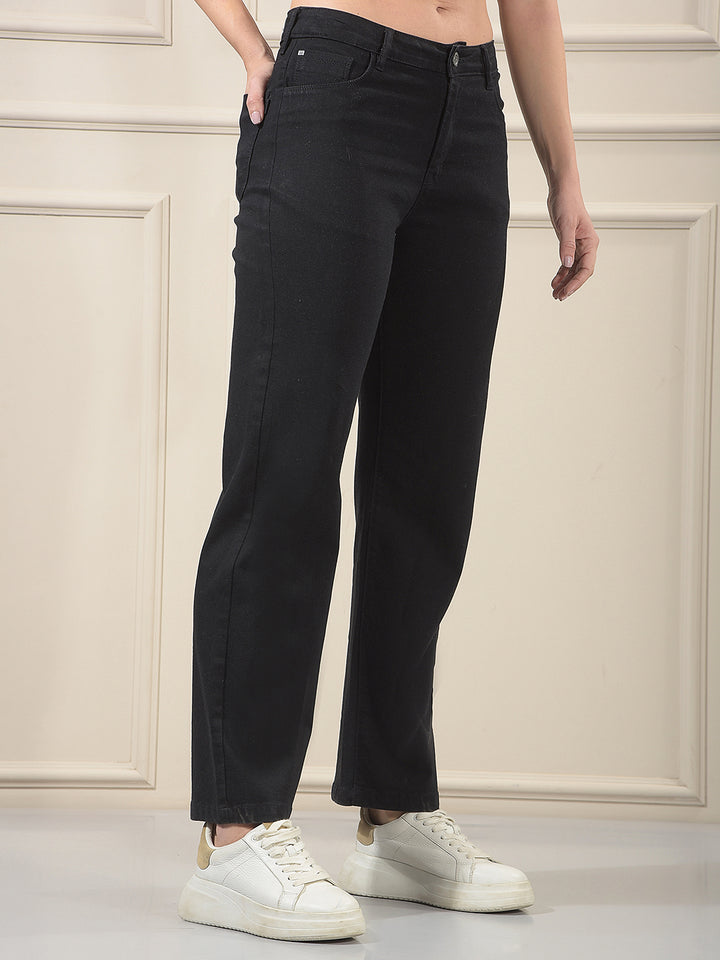 Relaxed Raven Black Straight Jeans
