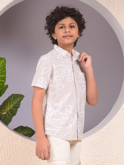 Beige Floral Print Shirt