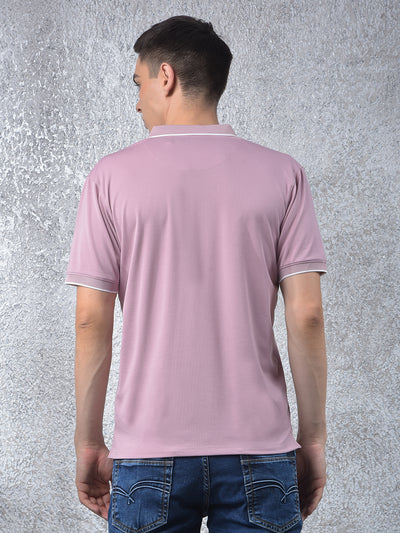 Peach Polo-Neck T-Shirt