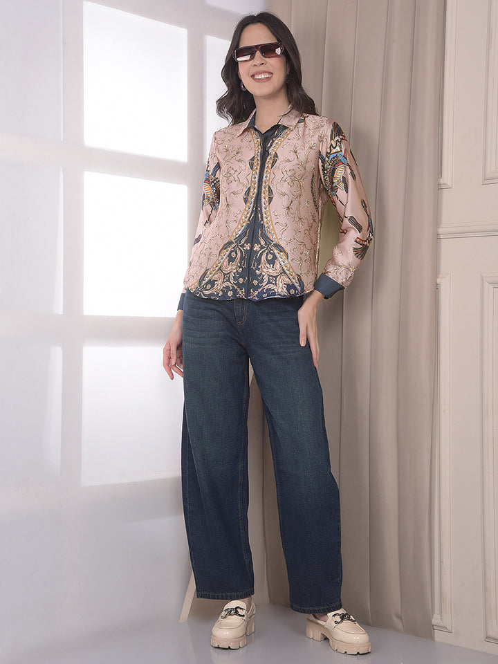 Multi-Color Botanical Print Shirt