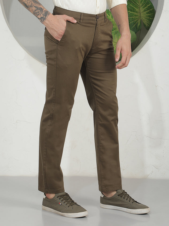 Luxe Espresso Brown Straight Trousers
