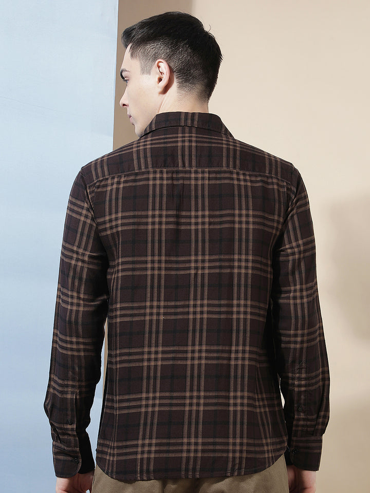 Essential Warm Brown Checked Shirt
