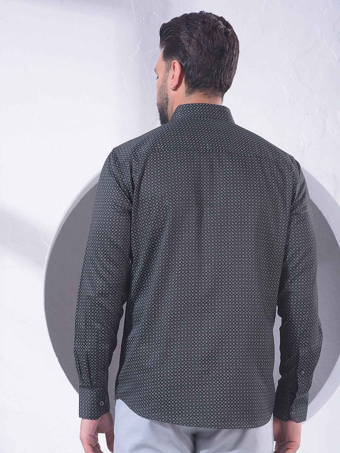 Black Abstract Print Modal Shirt