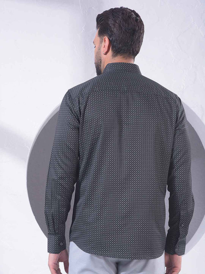 Black Abstract Print Modal Shirt
